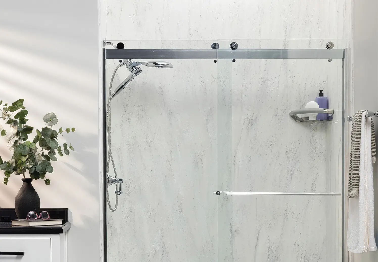 Shower remodel example with silver