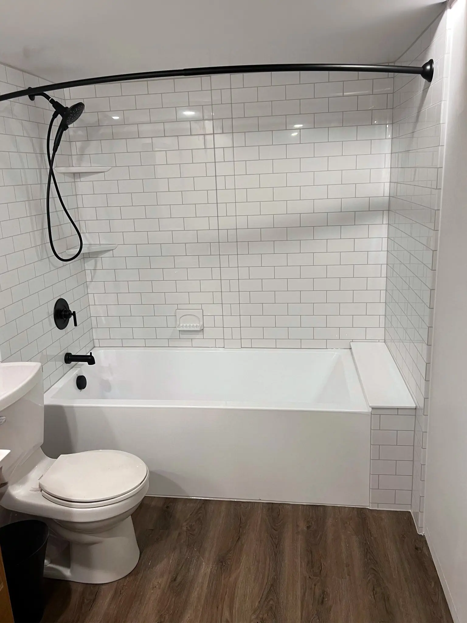 Shower remodel example with silver